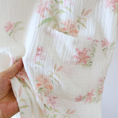 Kimono-Bademantel aus reiner Baumwolle mit rosa Blumenmuster - image 4