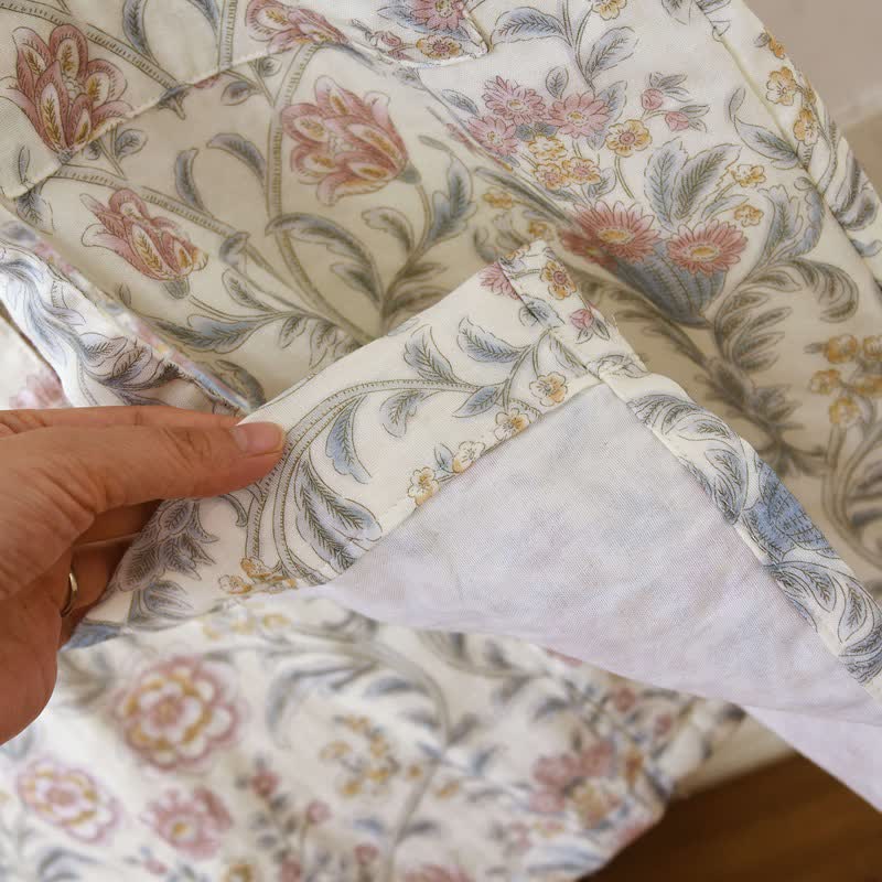 Kimono-Bademantel aus geblümtem Baumwollgaze mit Tasche - image 12