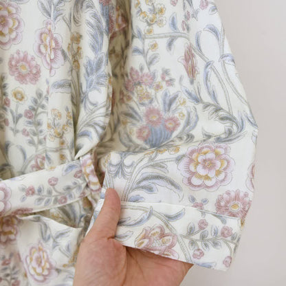 Kimono-Bademantel aus geblümtem Baumwollgaze mit Tasche - image 9