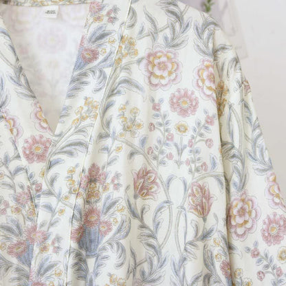 Kimono-Bademantel aus geblümtem Baumwollgaze mit Tasche - image 6