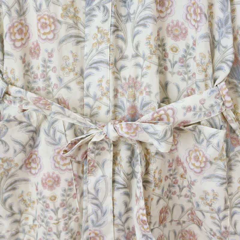 Kimono-Bademantel aus geblümtem Baumwollgaze mit Tasche - image 8