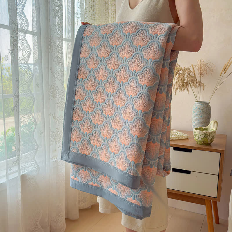 Dreilagige Jacquard-Musselin-Baumwolldecke mit Muschelmuster - image 8