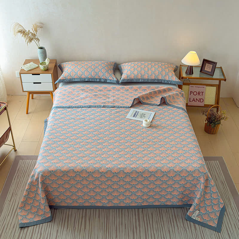 Dreilagige Jacquard-Musselin-Baumwolldecke mit Muschelmuster - image 4