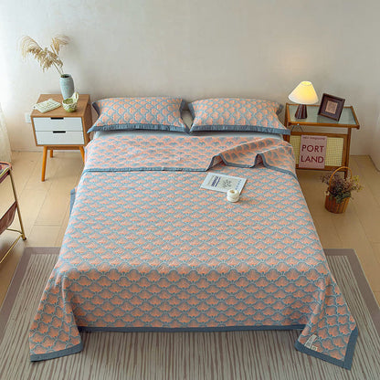 Dreilagige Jacquard-Musselin-Baumwolldecke mit Muschelmuster - image 4