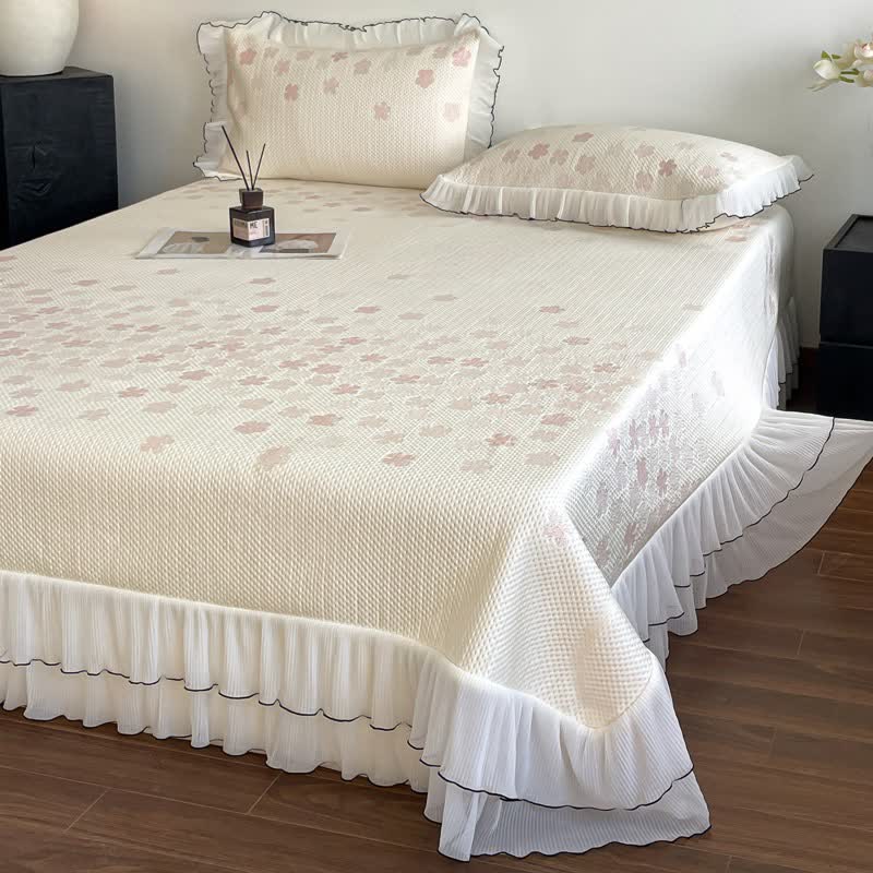 Bettwäsche-Set mit Rüschen und floralem Jacquardmuster - image 2