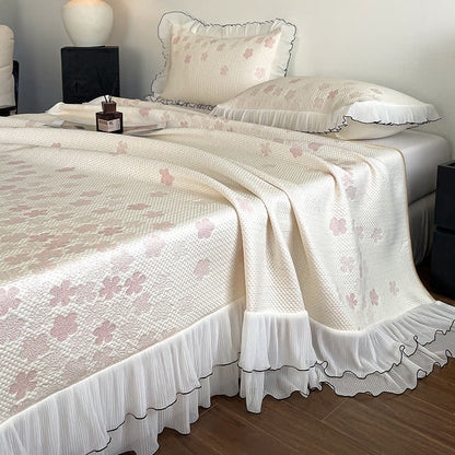 Bettwäsche-Set mit Rüschen und floralem Jacquardmuster - image 1