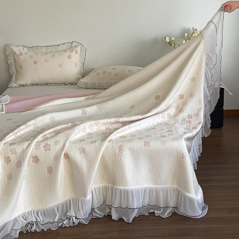 Bettwäsche-Set mit Rüschen und floralem Jacquardmuster - image 4
