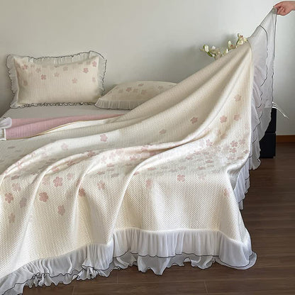 Bettwäsche-Set mit Rüschen und floralem Jacquardmuster - image 4