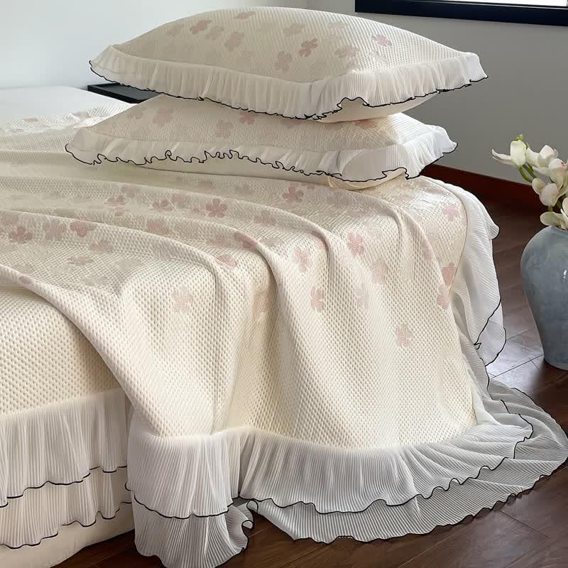Bettwäsche-Set mit Rüschen und floralem Jacquardmuster - image 6