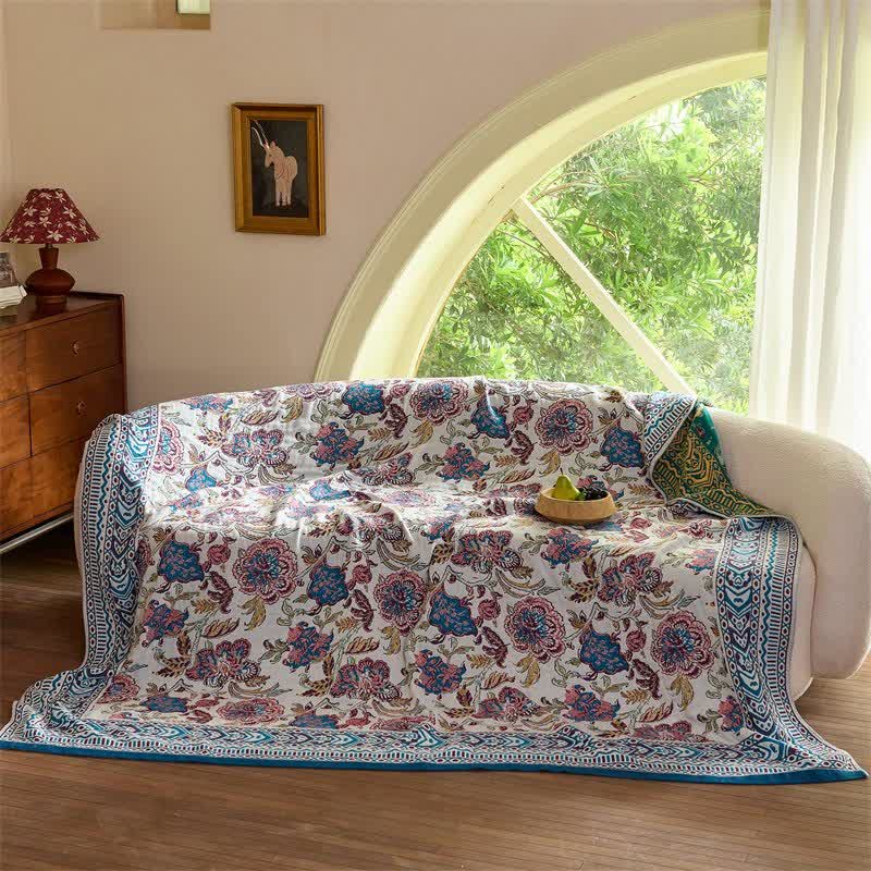 Vintage-Steppdecke aus Baumwolle mit böhmischem Blumenmuster - image 7
