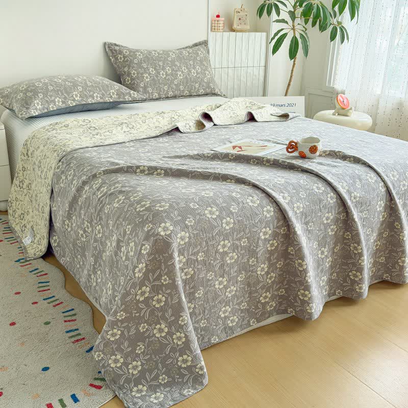 Wendbare rustikale Baumwolldecke mit Jacquard-Blumenmuster - image 8