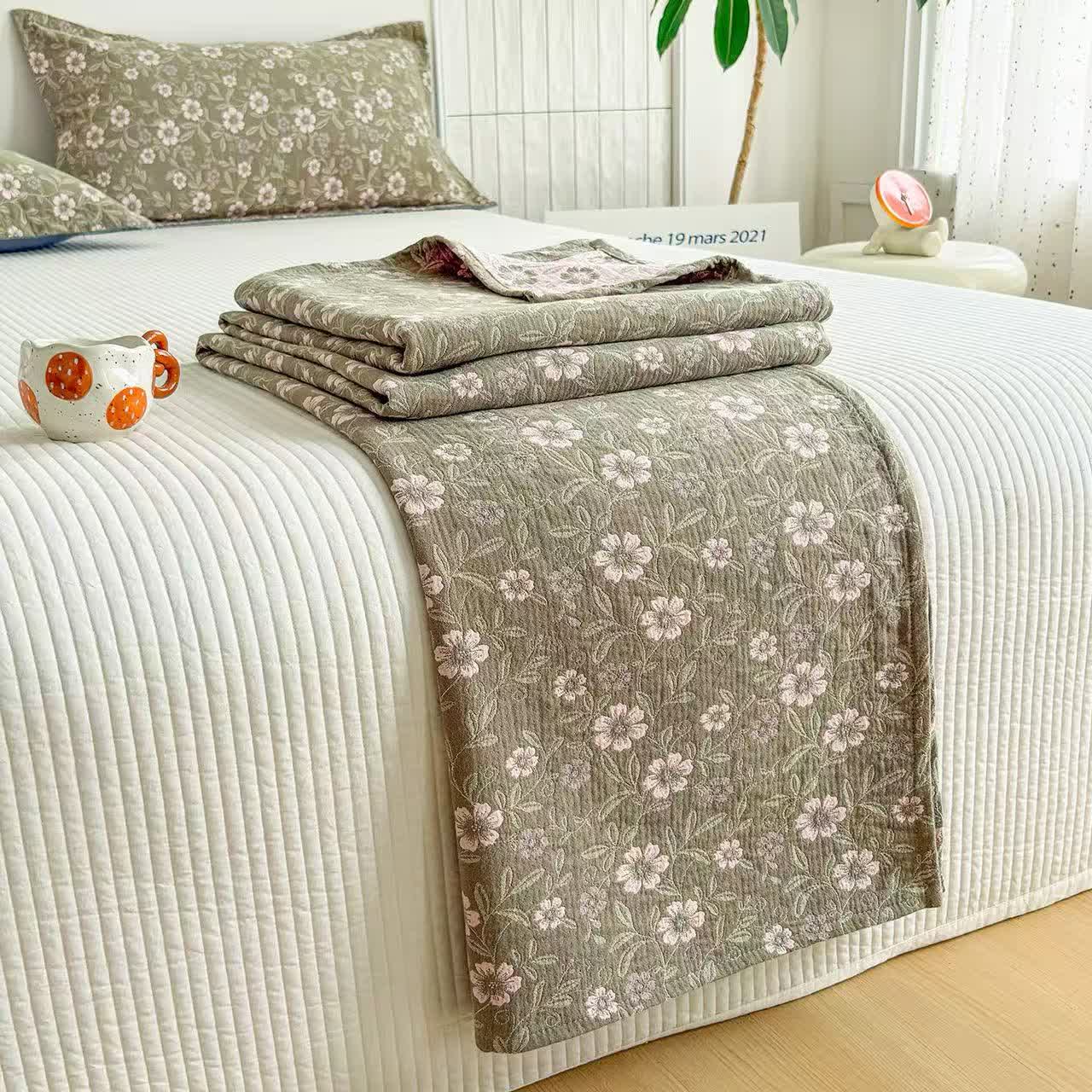 Wendbare rustikale Baumwolldecke mit Jacquard-Blumenmuster - image 3