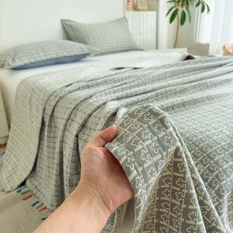 Moderne Jacquard-Baumwolldecke mit geometrischem Muster - image 11