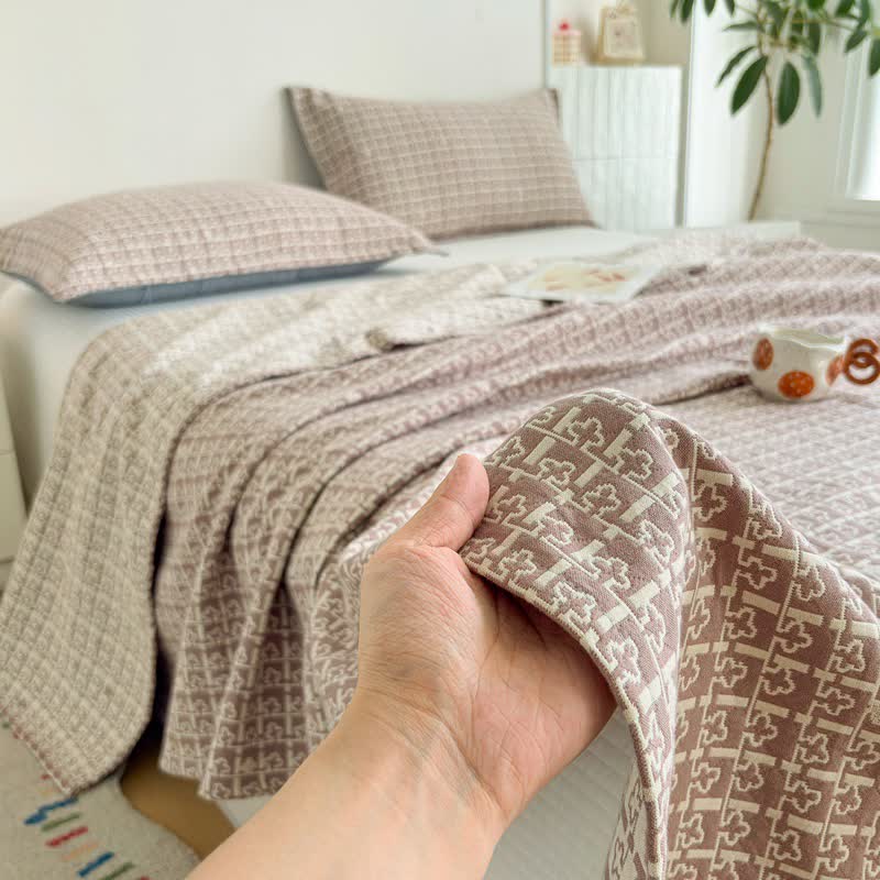 Moderne Jacquard-Baumwolldecke mit geometrischem Muster - image 3