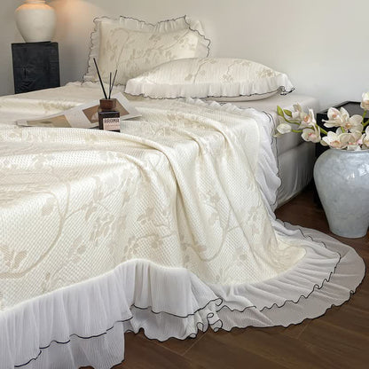 Bettwäsche-Set mit Rüschen, Blumenmuster und Zweigen - image 1
