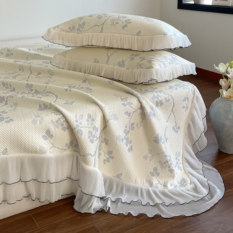 Bettwäsche-Set mit Rüschen, Blumenmuster und Zweigen - image 13