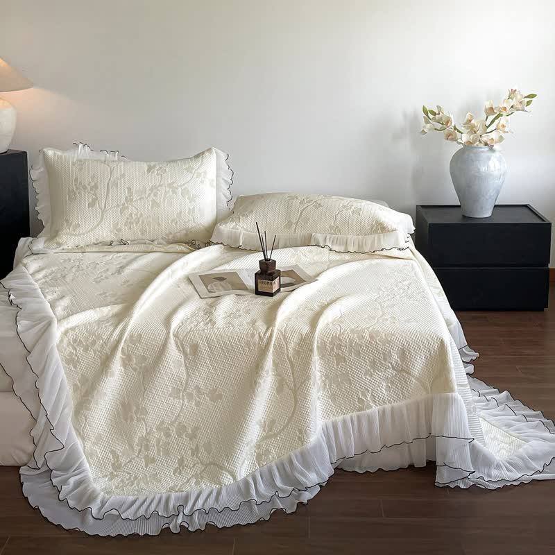 Bettwäsche-Set mit Rüschen, Blumenmuster und Zweigen - image 8