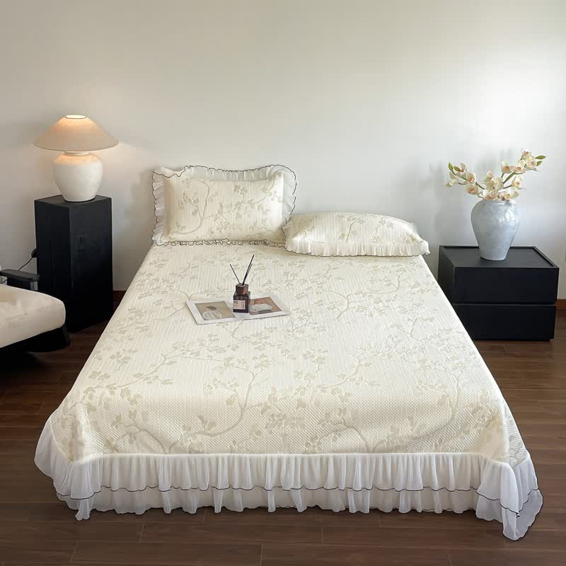 Bettwäsche-Set mit Rüschen, Blumenmuster und Zweigen - image 2