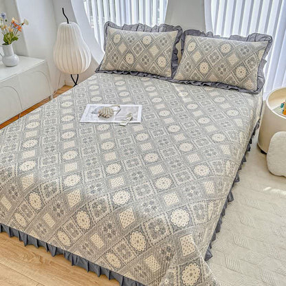 Rüschen-Tagesdecke aus Baumwollköper mit geometrischem Muster im Vintage-Stil - image 4
