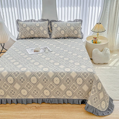 Rüschen-Tagesdecke aus Baumwollköper mit geometrischem Muster im Vintage-Stil - 2 Kissenbezüge - 48cm x 74cm - image 0