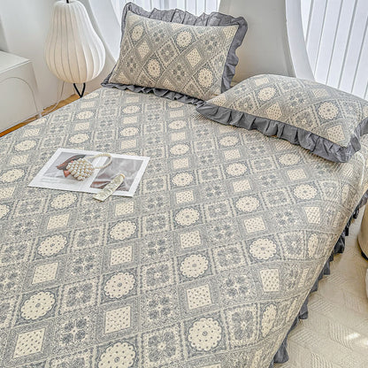 Rüschen-Tagesdecke aus Baumwollköper mit geometrischem Muster im Vintage-Stil - image 6