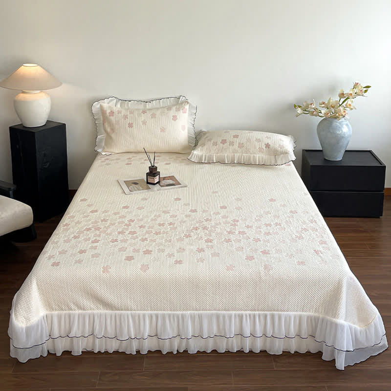 Bettwäsche-Set mit Rüschen und floralem Jacquardmuster - image 3
