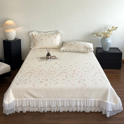 Bettwäsche-Set mit Rüschen und floralem Jacquardmuster - image 3