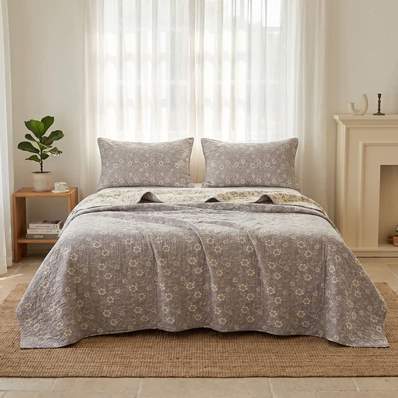Wendbare rustikale Baumwolldecke mit Jacquard-Blumenmuster - image 6