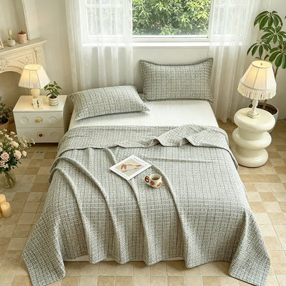 Moderne Jacquard-Baumwolldecke mit geometrischem Muster - Grau - 2 Kissenbezüge - 48cm x 74cm - image 8