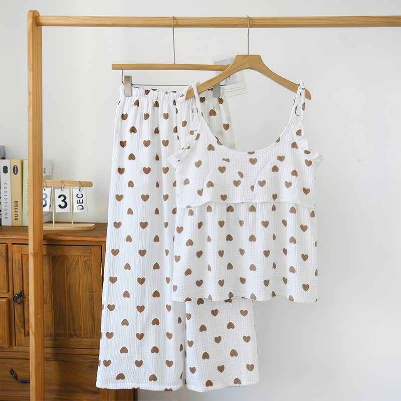 Rüschen-Herz-Baumwollgaze-Cami-Pyjama - image 1