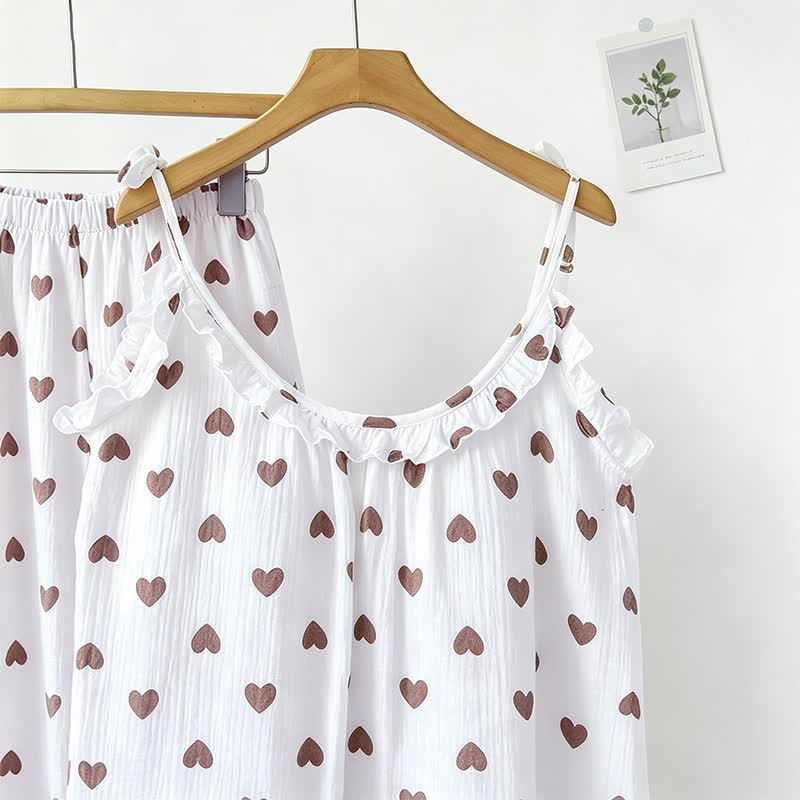Rüschen-Herz-Baumwollgaze-Cami-Pyjama - image 2