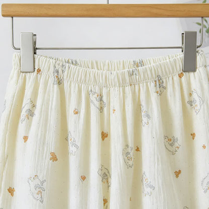 Rüschen-Pyjama aus Baumwollgaze mit Pferdemotiv - image 4