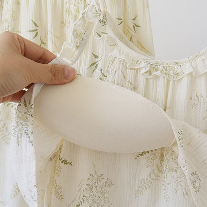Baumwoll-Cami-Pyjama mit Rüschen und botanischem Blattmuster - image 6