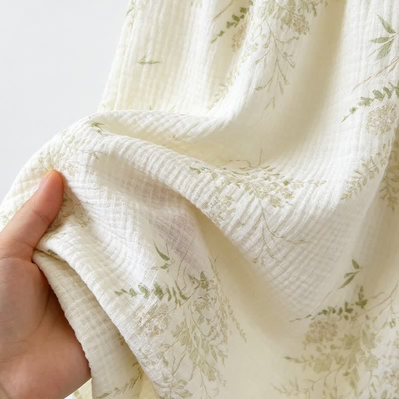 Baumwoll-Cami-Pyjama mit Rüschen und botanischem Blattmuster - image 7
