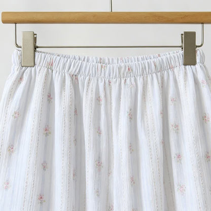 Rüschen-Pyjama mit Streifen und Blumenmuster aus Baumwolle - image 6