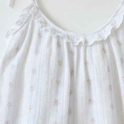 Rüschen-Pyjama mit Streifen und Blumenmuster aus Baumwolle - image 3