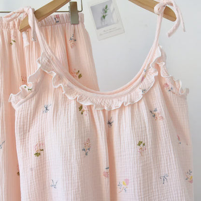 Rüschen-Baumwoll-Cami-Pyjama mit zartem Blumenmuster - image 3