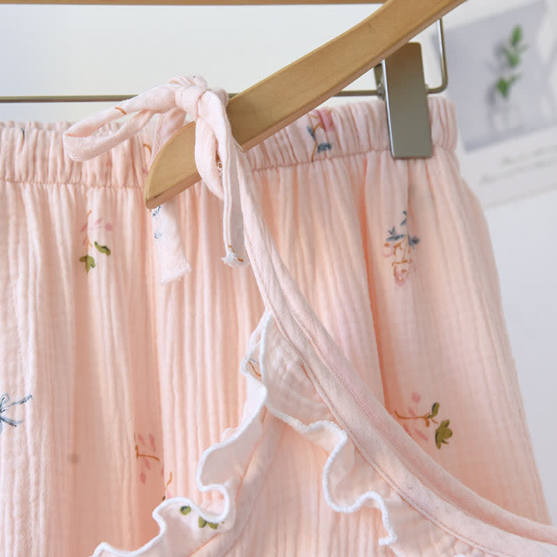 Rüschen-Baumwoll-Cami-Pyjama mit zartem Blumenmuster - image 6