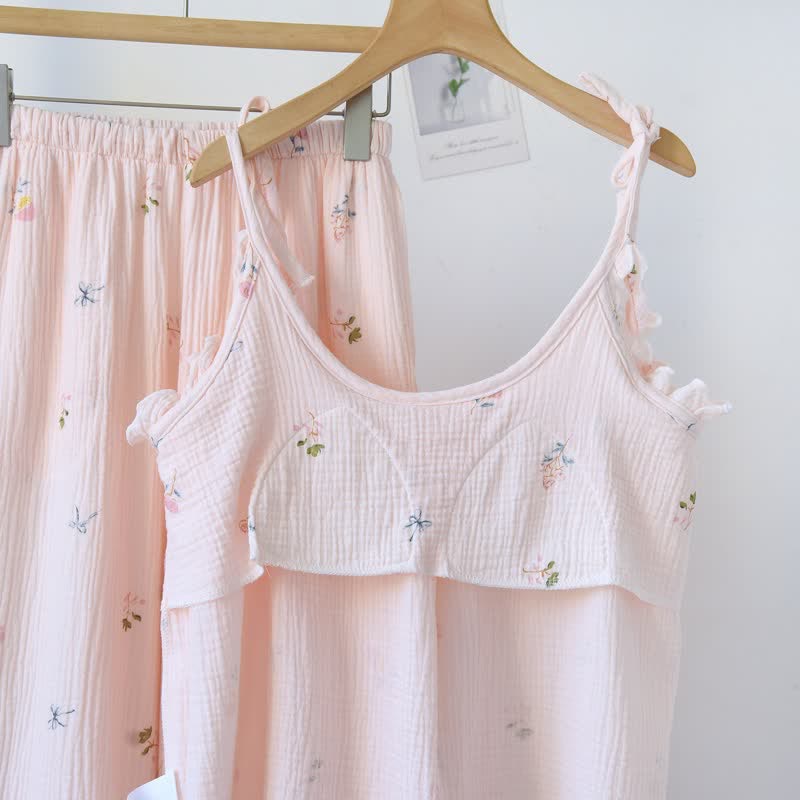 Rüschen-Baumwoll-Cami-Pyjama mit zartem Blumenmuster - image 4