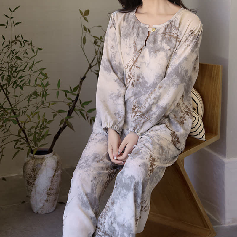 Orientalischer Zweig Langarm-Pyjama-Set - image 3
