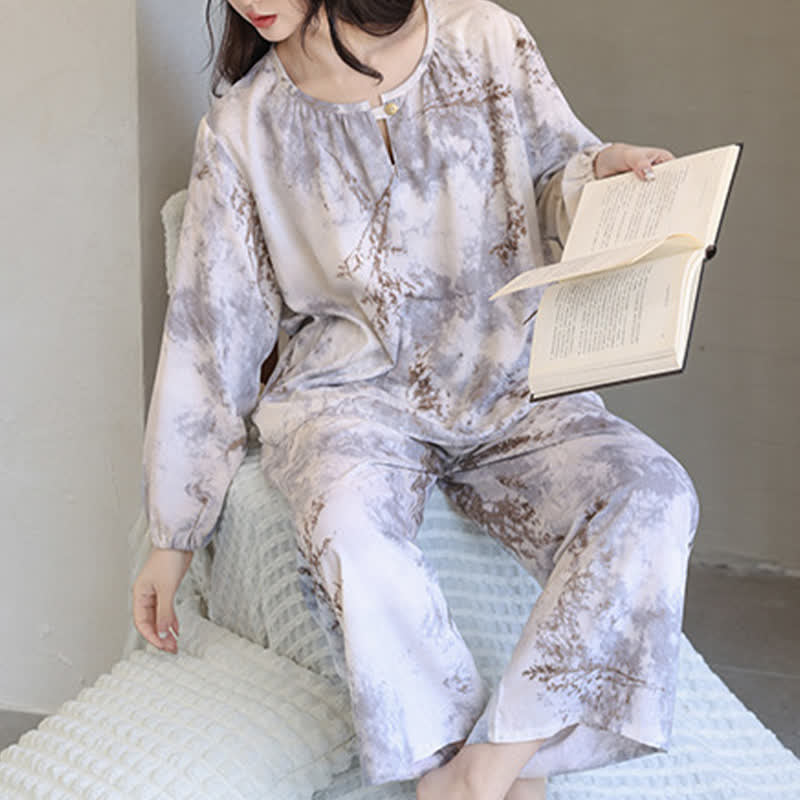 Orientalischer Zweig Langarm-Pyjama-Set - image 4