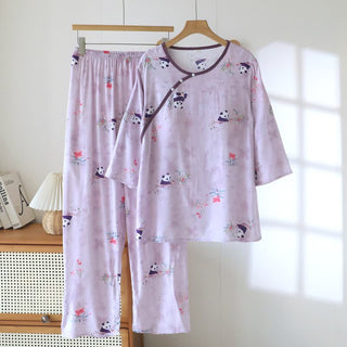 Loungewear-Set mit lila Panda-Print - Lila - XXL - image 0