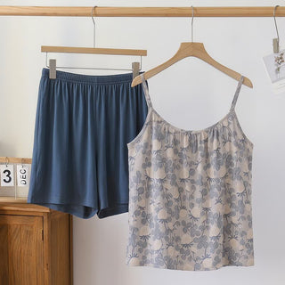 Vintage-Pyjama-Set aus Modal mit Blumenmuster - Blau - 2XL - image 0