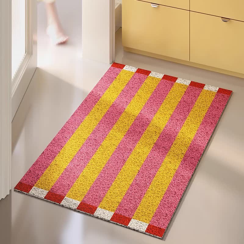 Moderner, gestreifter, dekorativer Eingangsbereichteppich - Rosa und Gelb - 31'' × 47'' - image 4