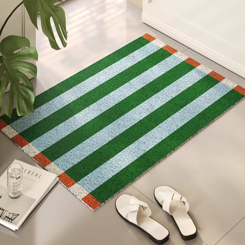 Moderner, gestreifter, dekorativer Eingangsbereichteppich - Cyan & Grün - 31'' × 47'' - image 5