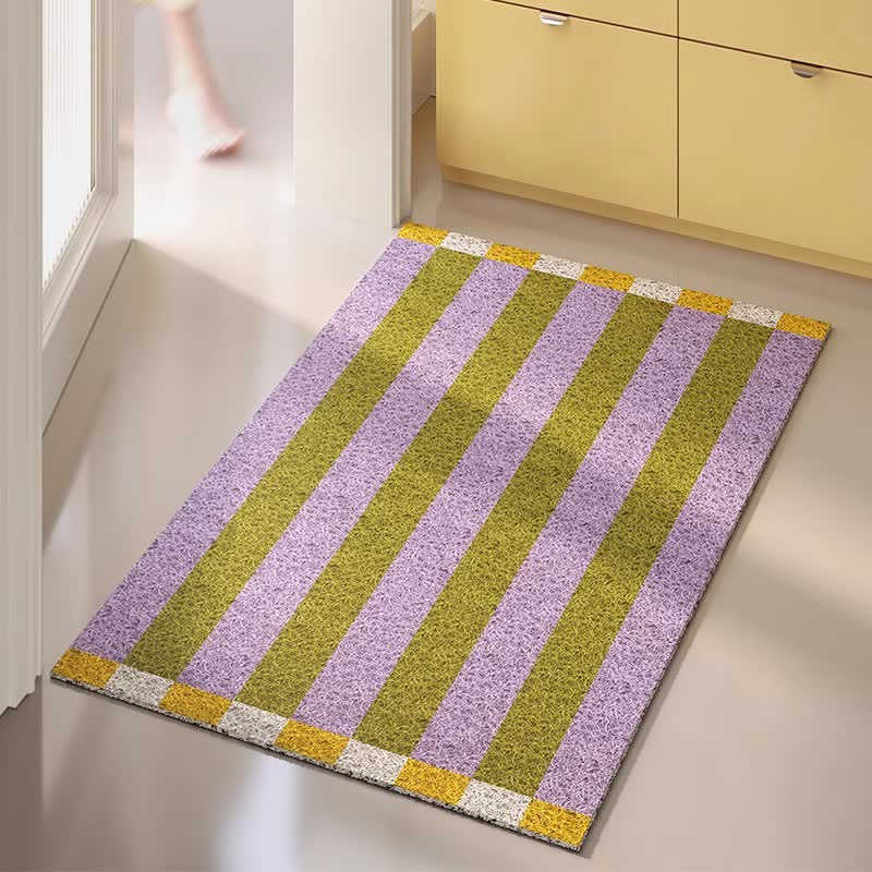 Moderner, gestreifter, dekorativer Eingangsbereichteppich - Lila & Grün - 31'' × 47'' - image 6
