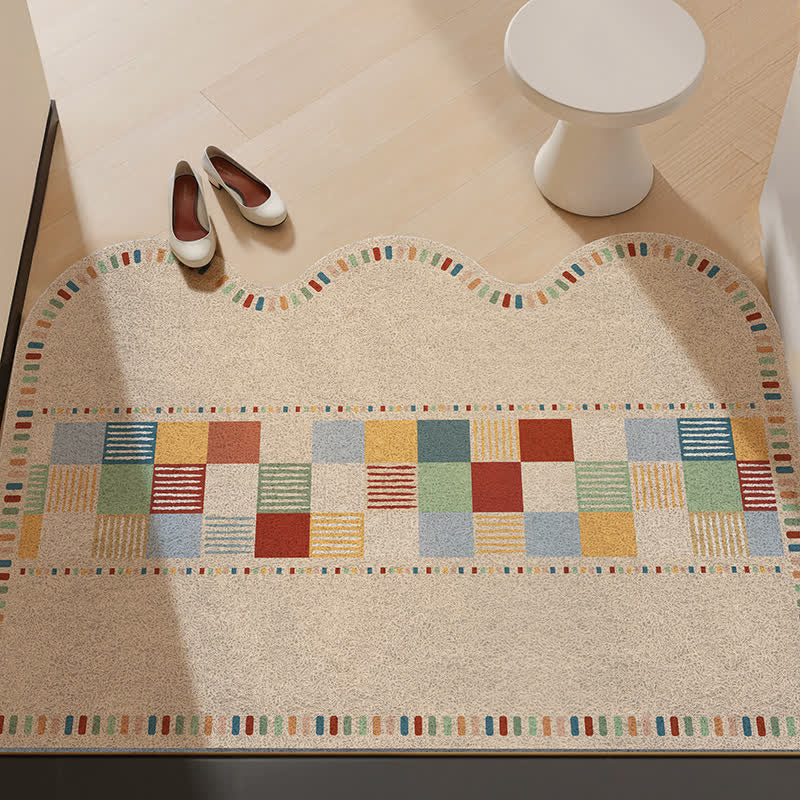 Retro-Farbblock-Teppich mit Wellenkante - Bunt - 31'' × 47'' - image 0
