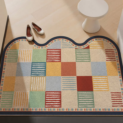Retro-Patchwork-Teppich mit Wellenkante - Bunt - 31'' × 47'' - image 0