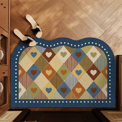 Vintage-Eingangsteppich mit Herz- und Karomuster - Bunt - 31'' × 47'' - image 0