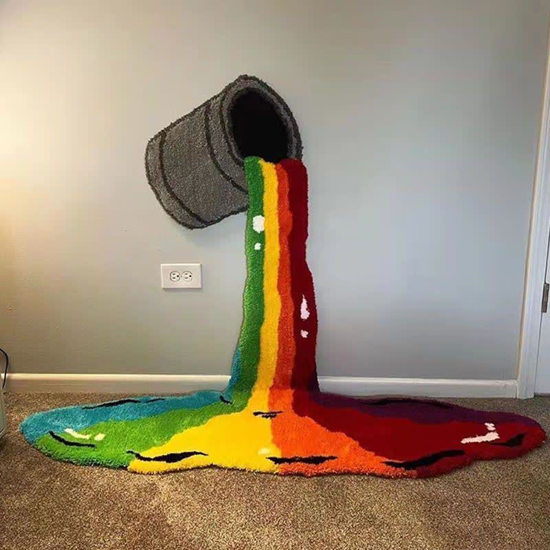 Plüschteppich „Regenbogen-Wasserfall“ - Regenbogen - 63,0" Durchmesser - image 0